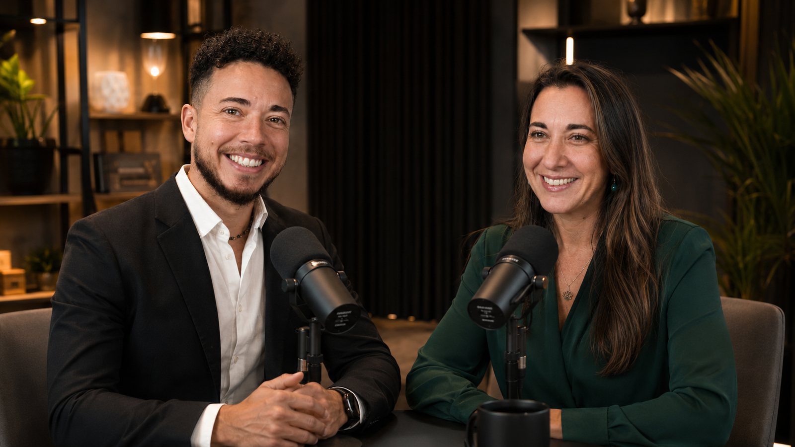 Sonia y Ben en el set del podcast